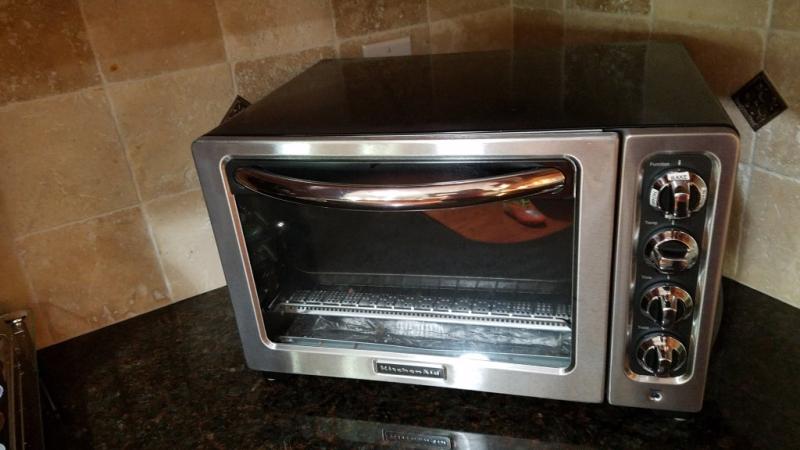 KA oven on counter, view from front