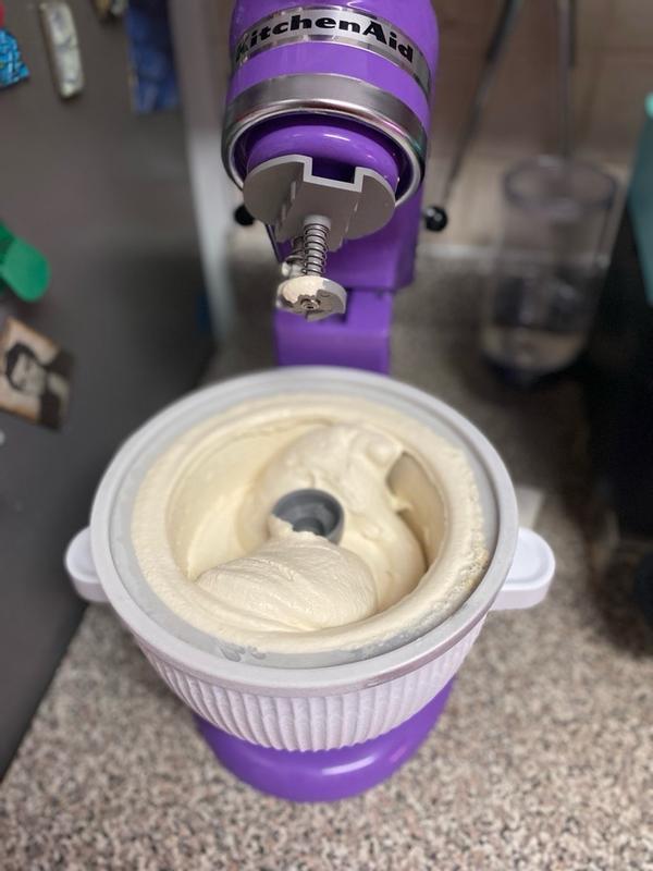 KitchenAid KSMICM 2 qt Ice Cream Maker Attachment - White for sale online