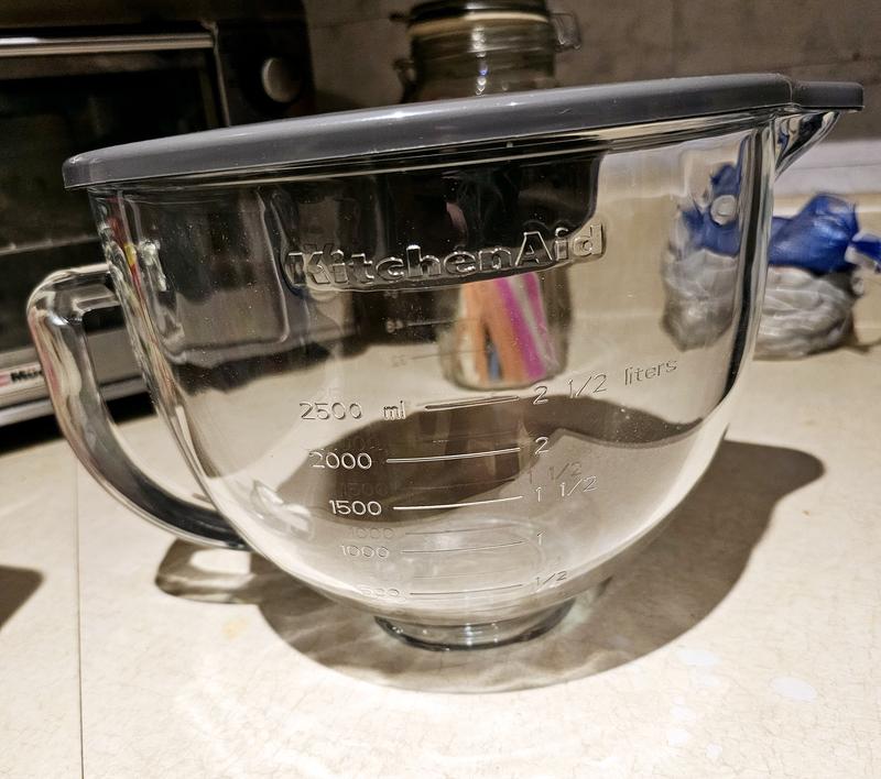 Glass Bowl Compatible With KITCHENAID 4.5/5 QT Tilt-Head Stand Mixer,with  Measurement Markings,Allows Placing it in the Microwave and Refrigeratr