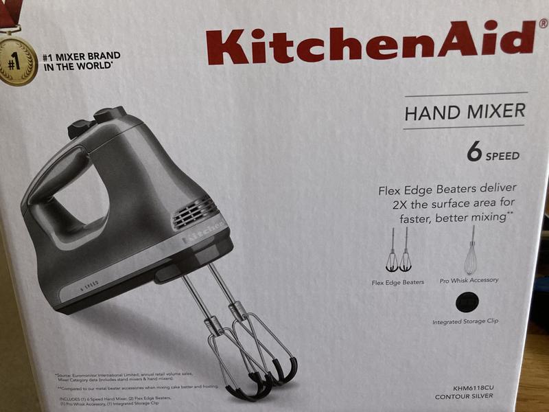 KitchenAid 6 Speed Hand Mixer with Flex Edge Beaters - Contour Silver