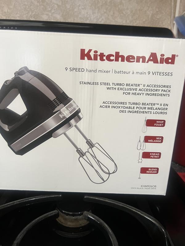 KitchenAid 9-Speed Empire Red Hand Mixer with Beater and Whisk