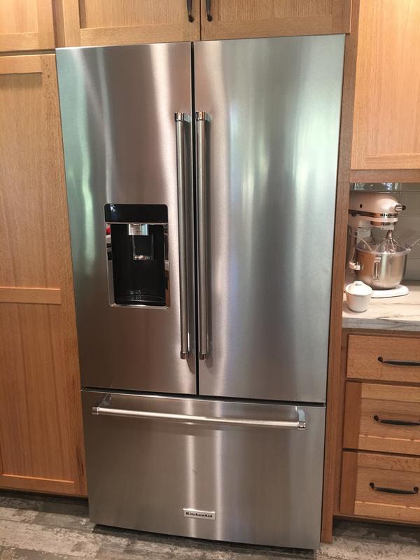 Stainless Steel 23 8 Cu Ft 36 Counter Depth French Door Refrigerator Krfc604fss Kitchenaid