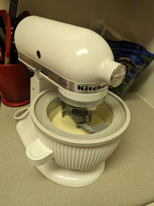 KitchenAid KSMICM 2 qt Ice Cream Maker Attachment - White for sale