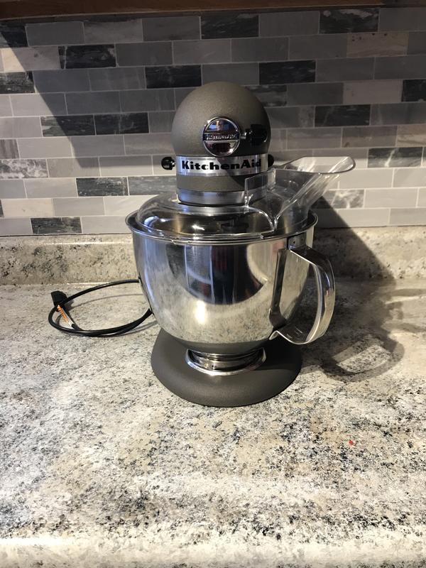 Lot Detail - A SERIOUS MIXER! KENMORE KSM100 STAND UP MIXER WITH 4  ATTACHMENTS, POUR SHIELD, STAINLESS STEEL & GLASS BOWLS - NICE!!!