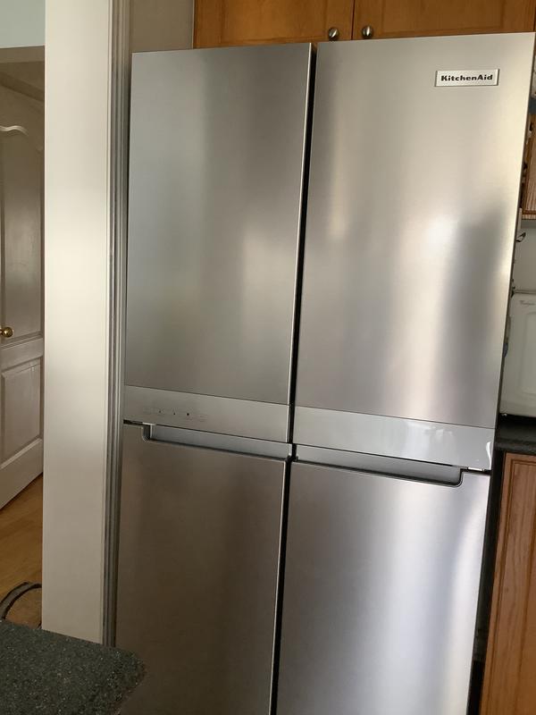 KitchenAid 19.4 Cu. Ft. Counter-Depth 4-Door Refrigerator with PrintShield  Finish Metallic Steel