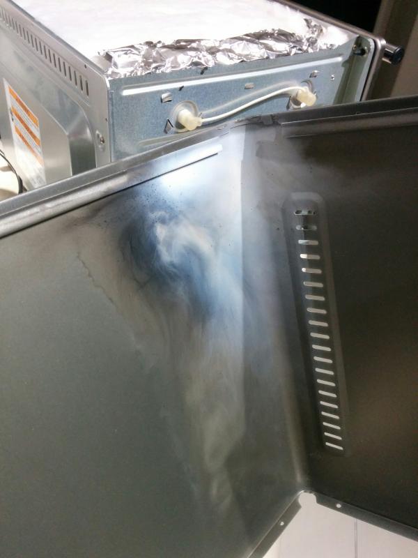 Scorched/burned cabinet.