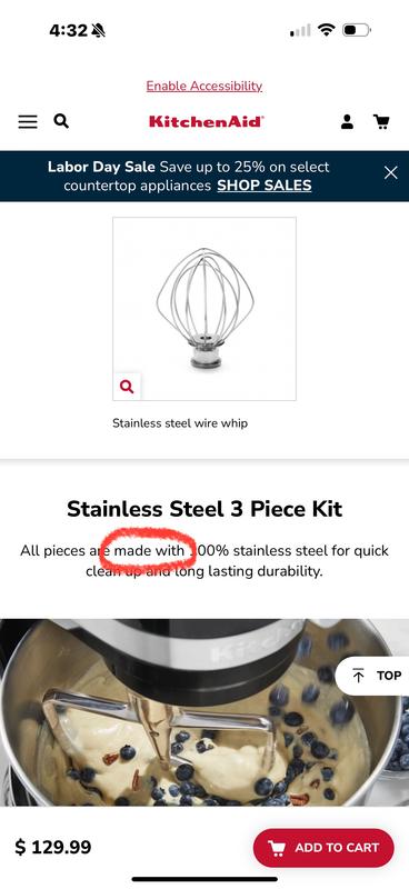 Stainless Steel 3 Piece Mixer Accessories Kit