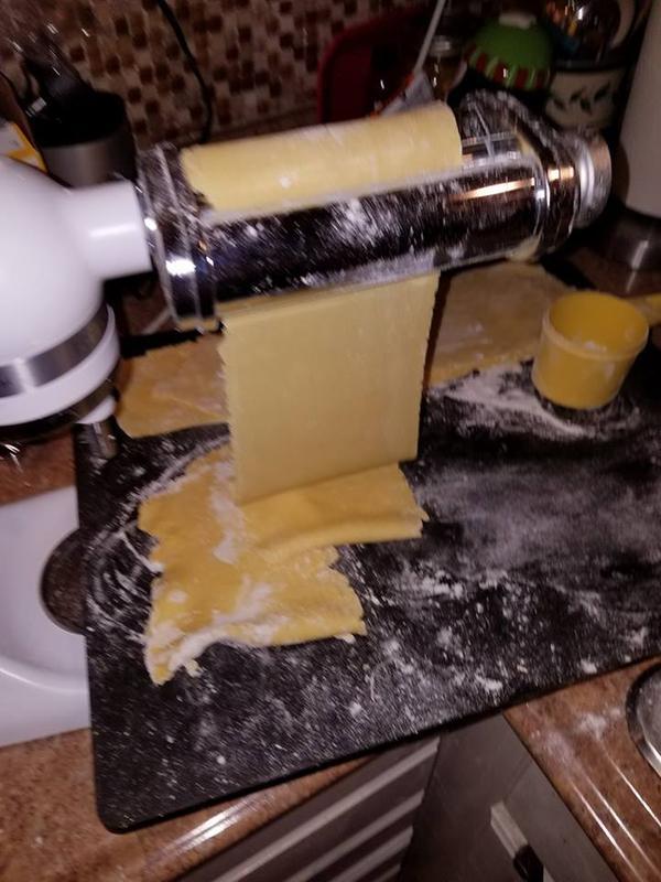 My new Kitchenaid Mini making Spaghetti Pasta Like a champ!