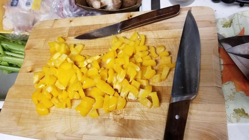 cut up yellow Bell pepper