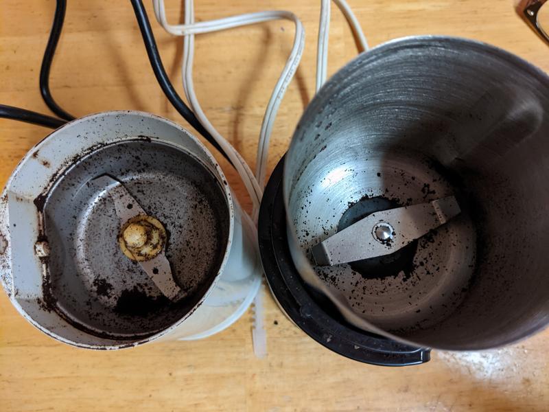 Comparison-my old grinder out grinds the new one