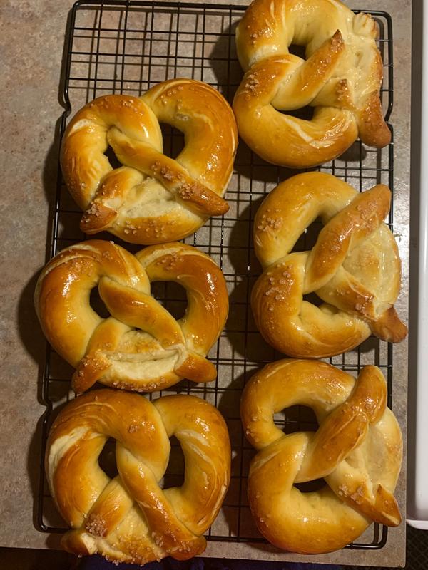 Delicious homemade pretzels mixed up in my KitchenAid