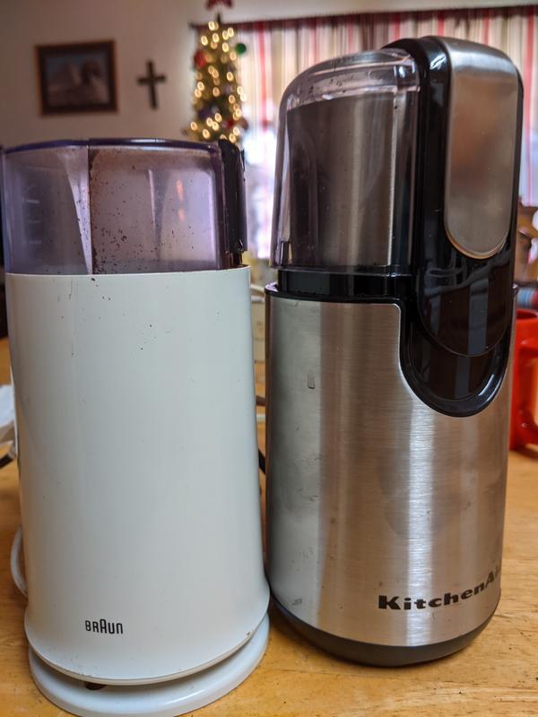 10-yr old, broken grinder vs new kitchenaid grinder