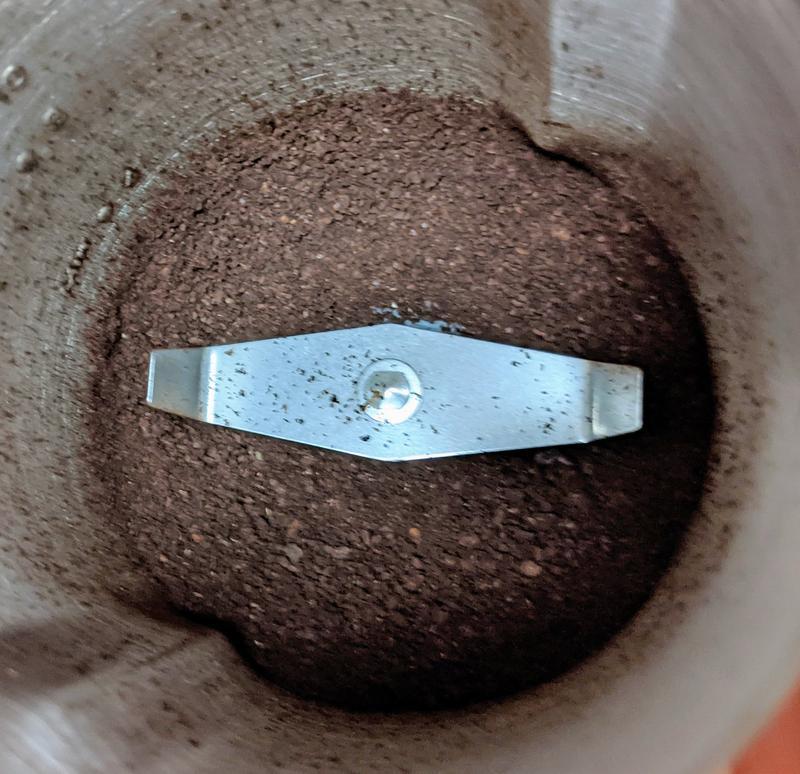 Beans at the bottom are more finely grounded