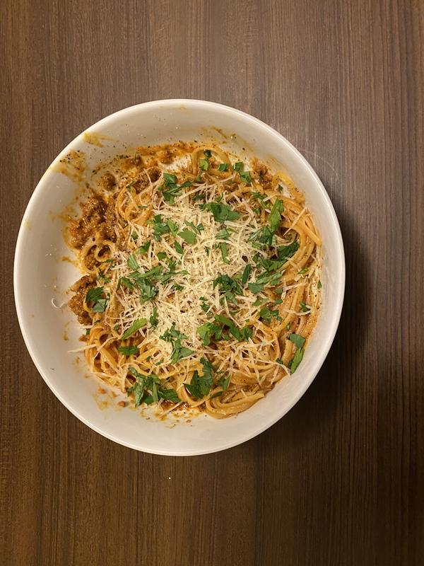 The bolognese sauce was made using the processor. It was a success.