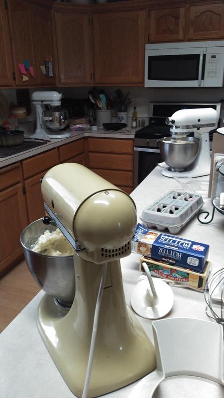 All three of my mixers going just before Christmas.