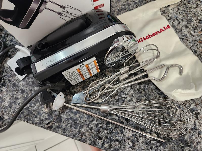 KitchenAid 9-Speed Onyx Black Hand Mixer with Beater and Whisk