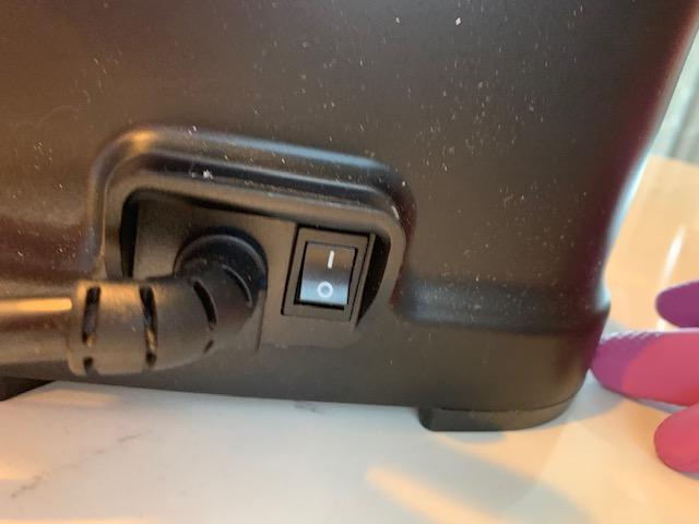 On/Off button on back of blender.