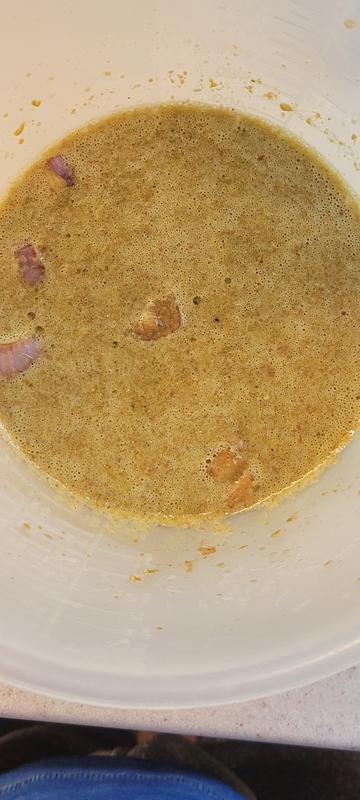 After blending and adding oil