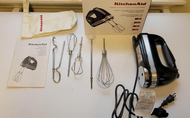KitchenAid 9-Speed Onyx Black Hand Mixer with Beater and Whisk