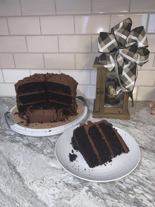 Triple layer homemade chocolate cake