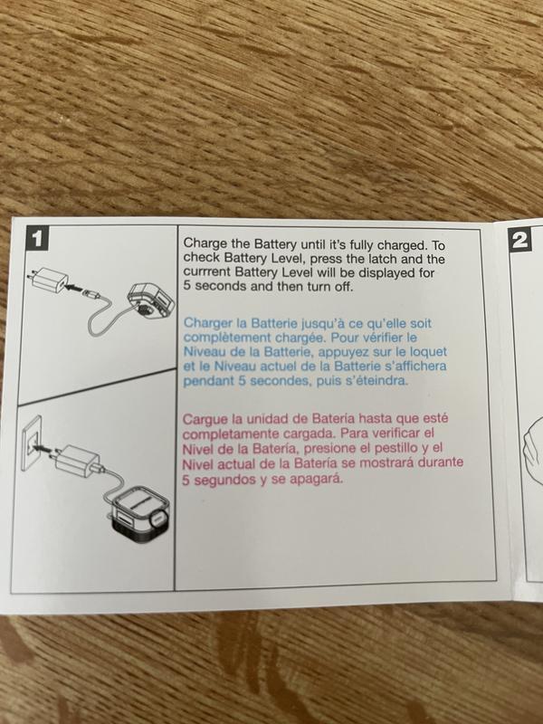 The battery charging directions that show a USB cable but none comes with it.