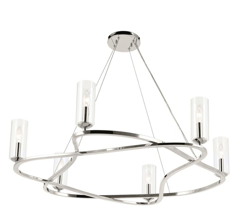 ◆CARLYN◆ Mash Mute 2colors Coralise 5-Light Linear Chandelier Nickel | Kichler Lighting