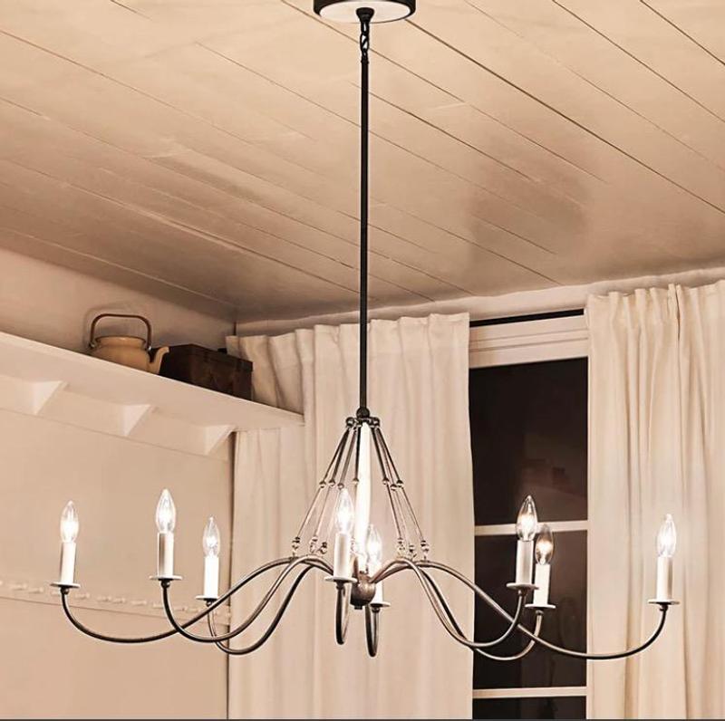 Freesia 8 Light Oval Chandelier Anvil Iron | Kichler Lighting