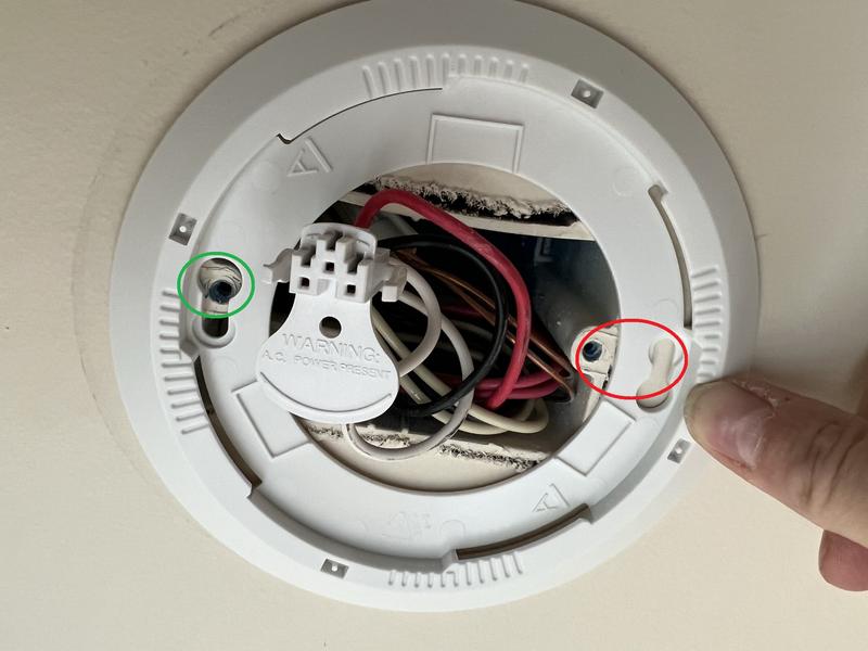 Left srew hole lined up, right one outside of standard electrical box!