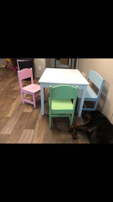 kidkraft nantucket table with bench and 2 chairs