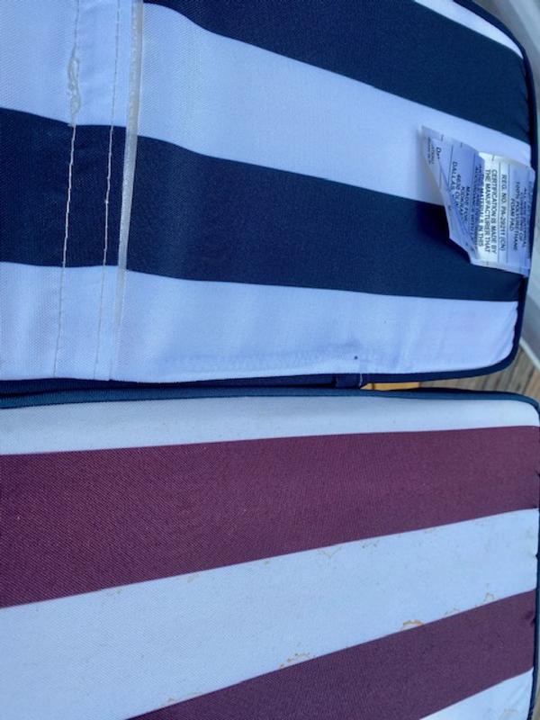 Underside of one cushion versus the fading on the top of another