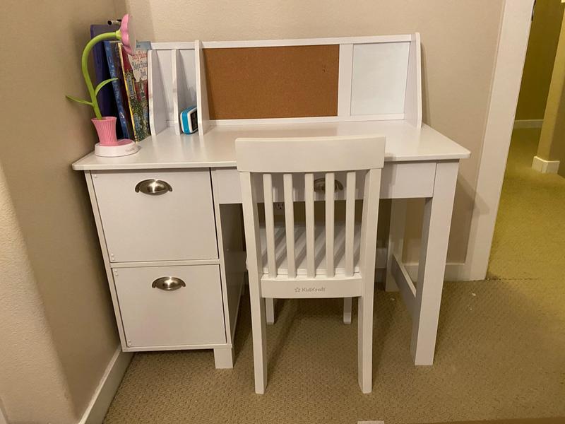 kidkraft study desk with side drawers