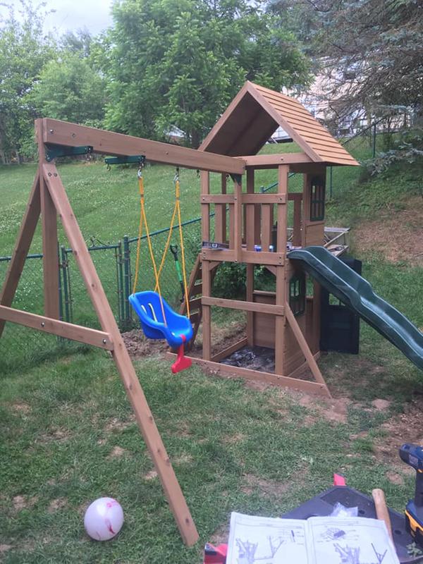 kidkraft windale wooden cedar swing set