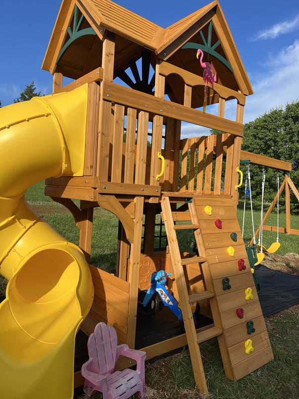 Cedar Summit Kidkraft Boulder Station Swing Set Kidkraft Playset