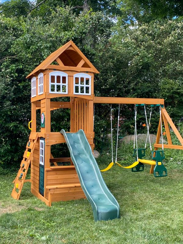 kidkraft cranbrook wooden playset swing set