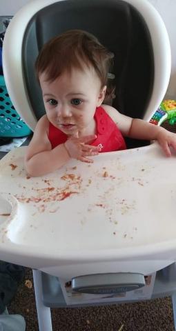 Enjoying a PBJ in our new chair!