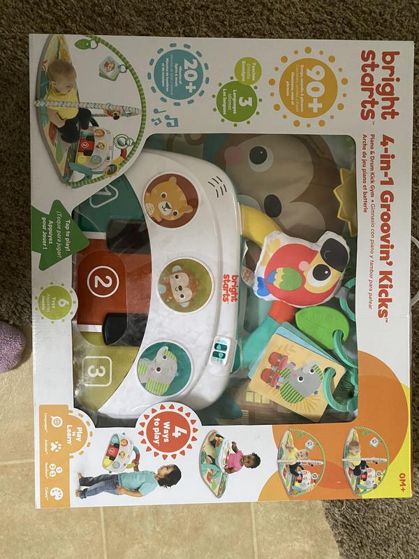 Bright Starts 4-in-1 Groovin' Kicks Piano Gym, Tummy Time Play Mat &  Activity Baby Toys, Green - Tropical Safari, Newborn to Toddler