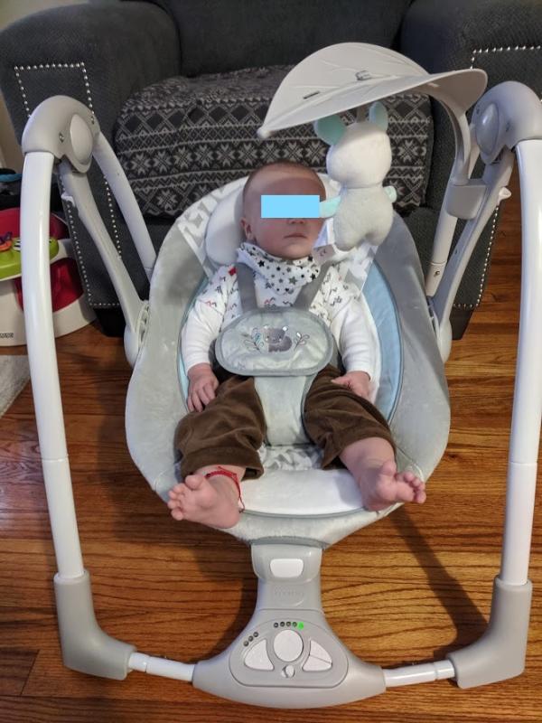 My son relaxes in this swing!