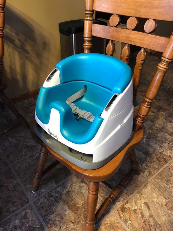 Easily fits onto chair *note it's not attached with straps as I just cleaned the chair*