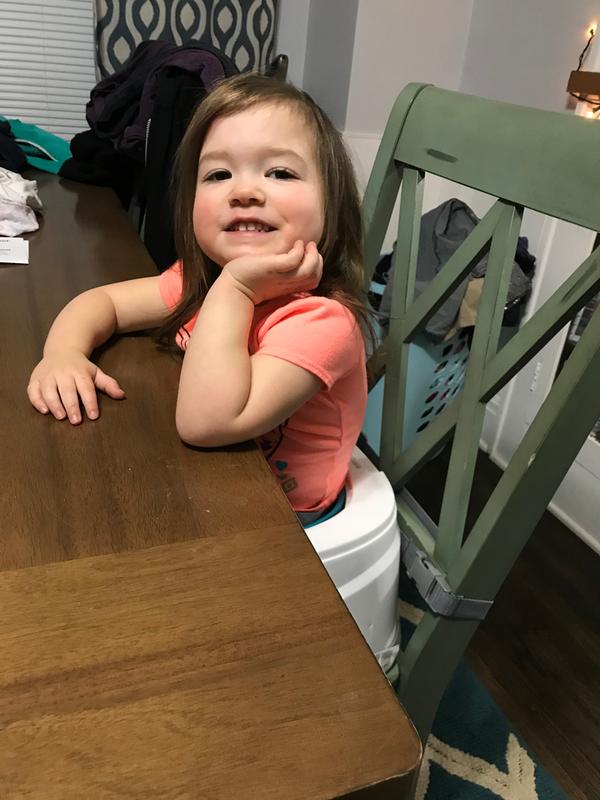 Can sit at the table like a BIG girl!
