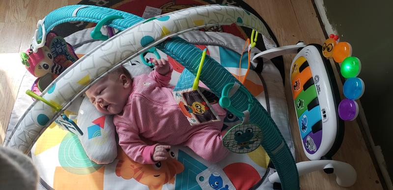 Lots of cute, interactive toys are included with this mat. The piano lights are bright and keep my baby's attention.