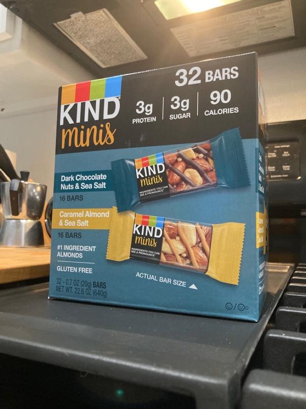 KIND Minis Nuts Sea Salt Nut Bars Variety Cholesterol free Gluten free Low Glycemic Trans Fat