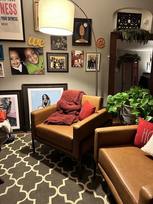 Albany Park ALBANY1S Mid-Century Modern Armchair, Tan Vegan Leather