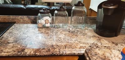 Glass Column Canisters with Bronze Lids, Set of 3