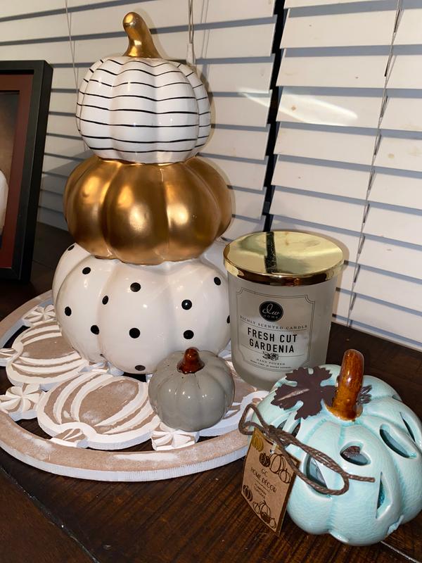 White and Gold 3-Tier Pumpkins