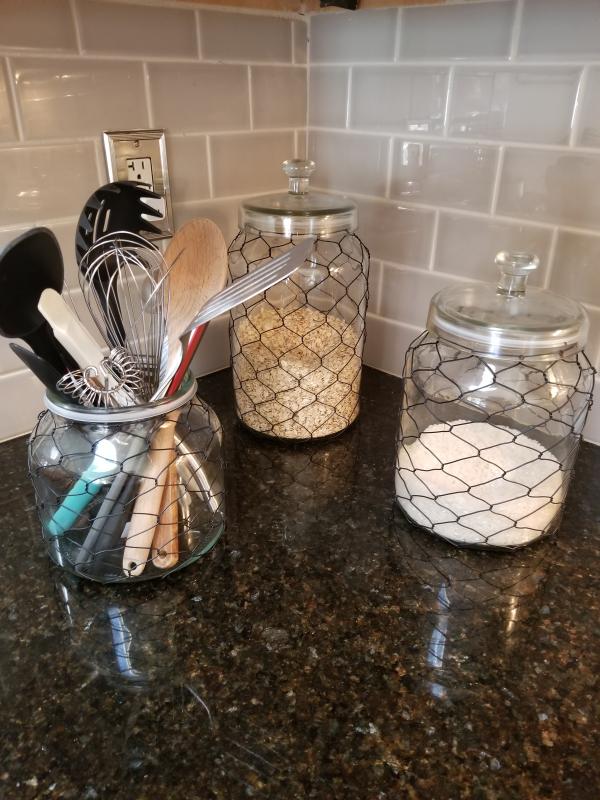 Tall Glass Jar With Chicken Wire 13 Inch