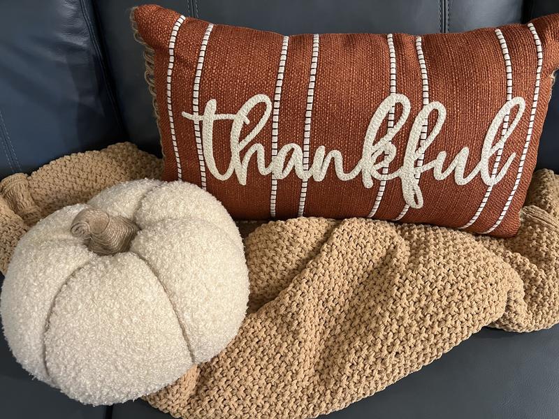 So Thankful Cream Pumpkin PIllow 8x8