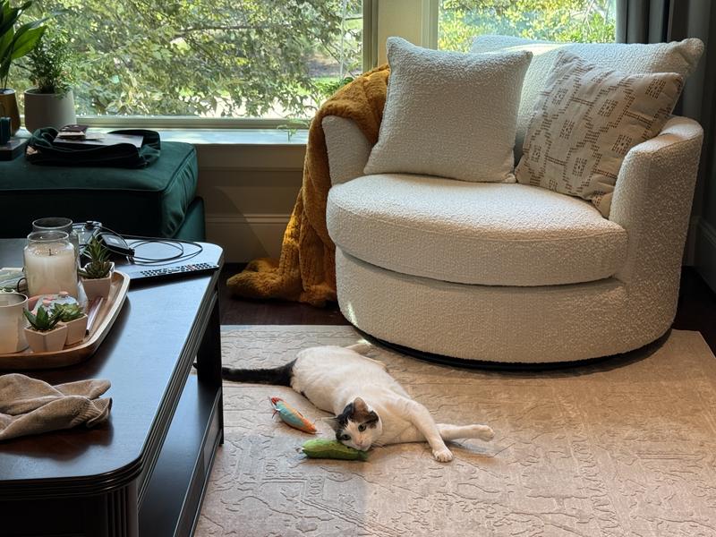 Decor Accent Chairs On Sale Under $100 Round Cream Boucle Swivel