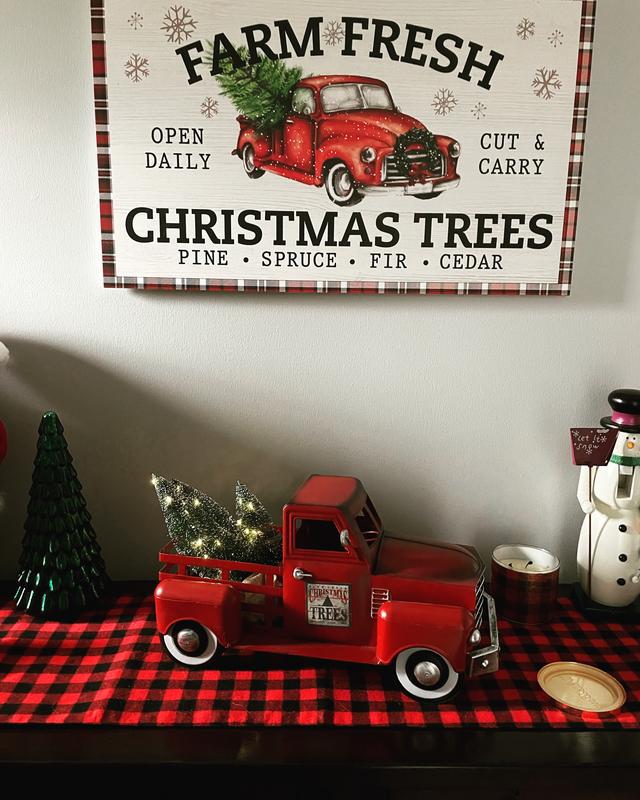 Personalized Vintage Red Truck Christmas Critters Pillow – Wild