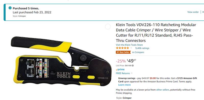 Ratcheting Cable Crimper / Stripper / Cutter, for Pass-Thru