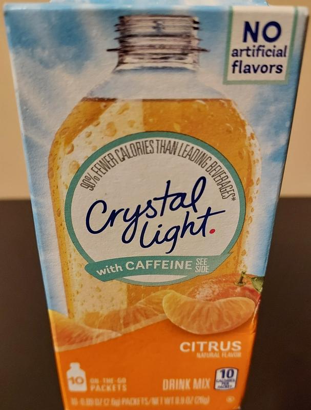 Crystal Light Citrus Naturally Flavored Powdered Drink Mix with Caffeine, 10  ct On-the-Go-Packets